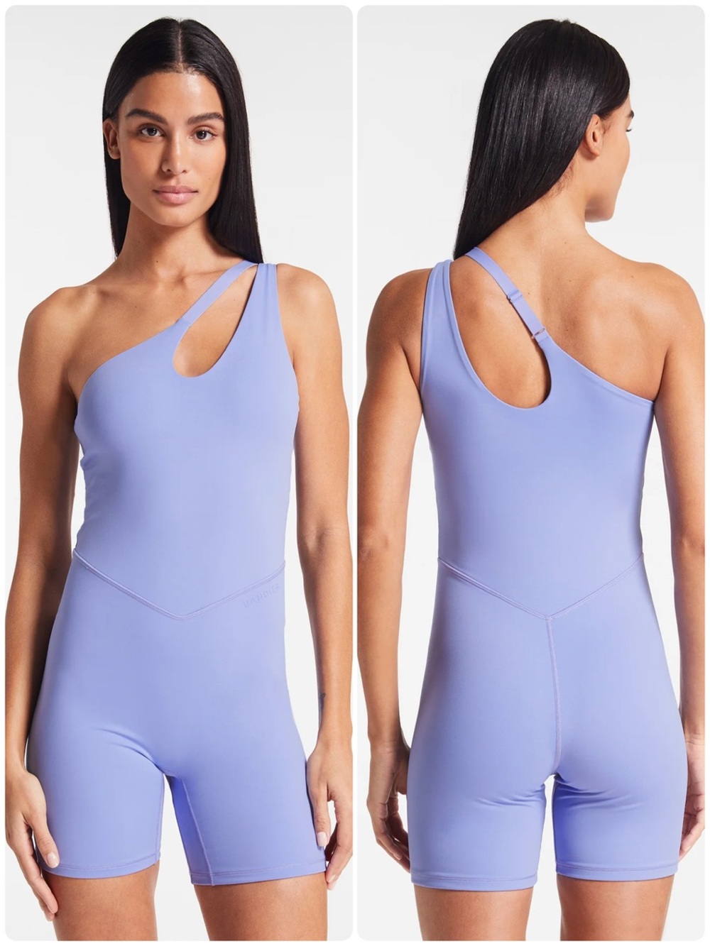 Bandier Asymmetric Tempo Playsuit Short Catsuit Jacaranda Purple Size Medium